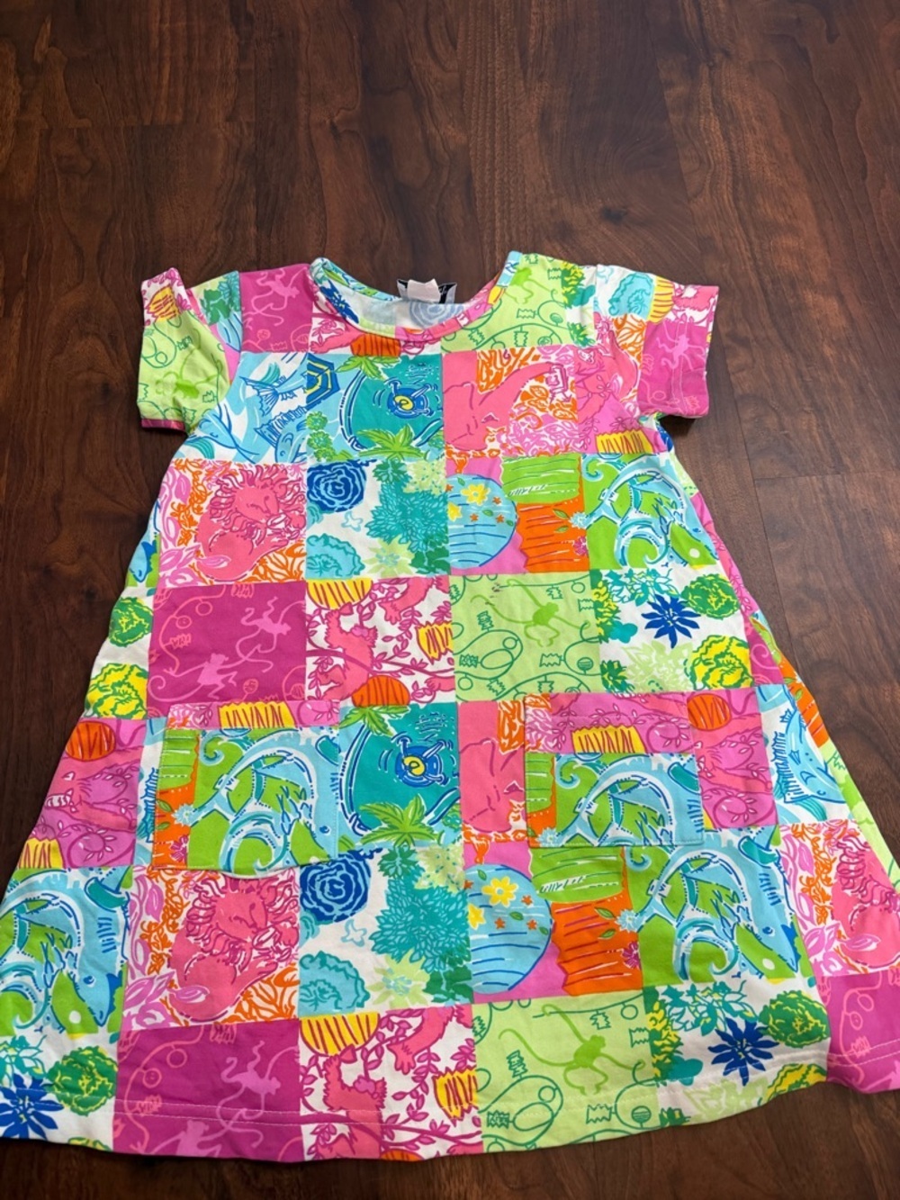 Lilly Pulitzer Bright Multi-Color Vintage Patchwork Short Sleeve Dress